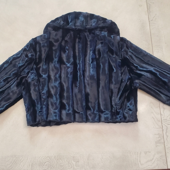 White House Black Market Shiny Black Teddy Jacket - Picture 2 of 8